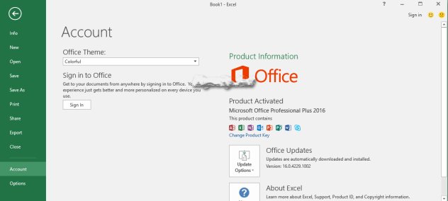 microsoft excel 2016 product key